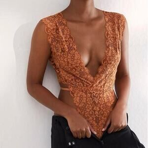 We Are HAH Hot As Hell Free People Cut to the Chase Lace Bodysuit Small New